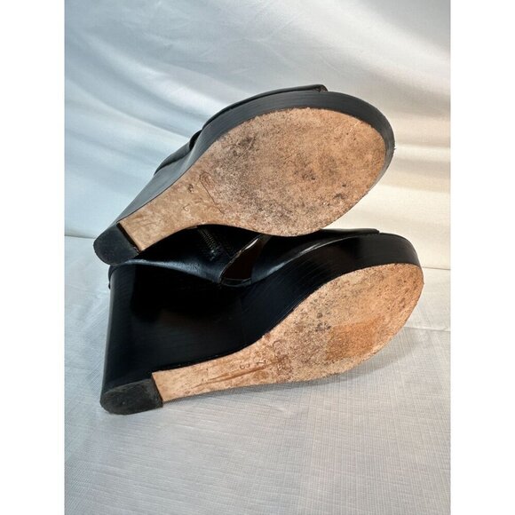 Coach Jaelyn Q1219 Black Wedge Heels Platform Sandals Leather Open Toe 7B - Picture 8 of 15